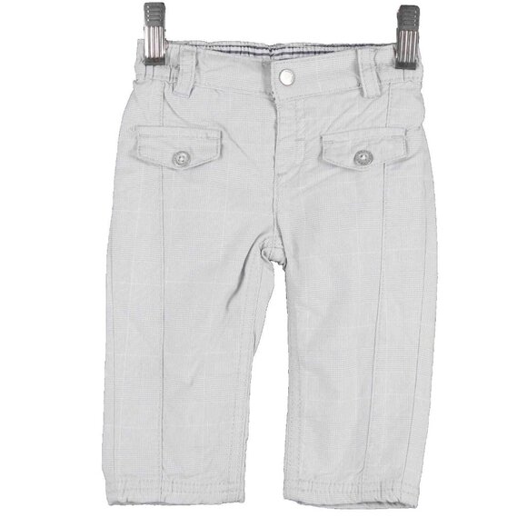 Kanz Sz 9 Mo Gray White Plaid Snaps Elastic Waist Cotton Boys Pant - Picture 1 of 4